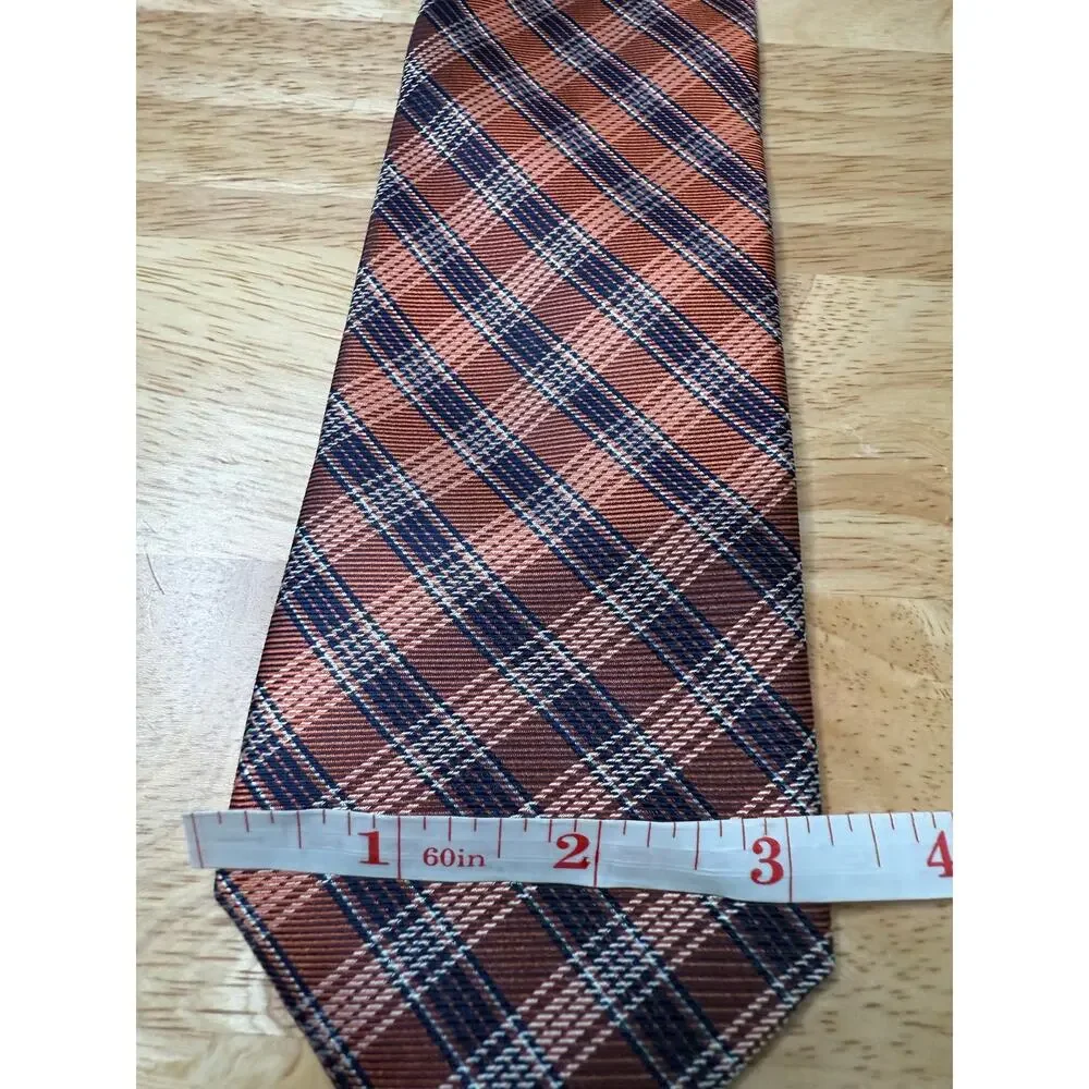Set of 3 IZOD Men's Silk Neck Ties Purple Teal and Orange Plaids JL